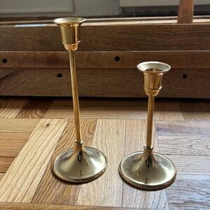 Classic Antiqued Brass Gold Candlestick, Tall - Small & Medium